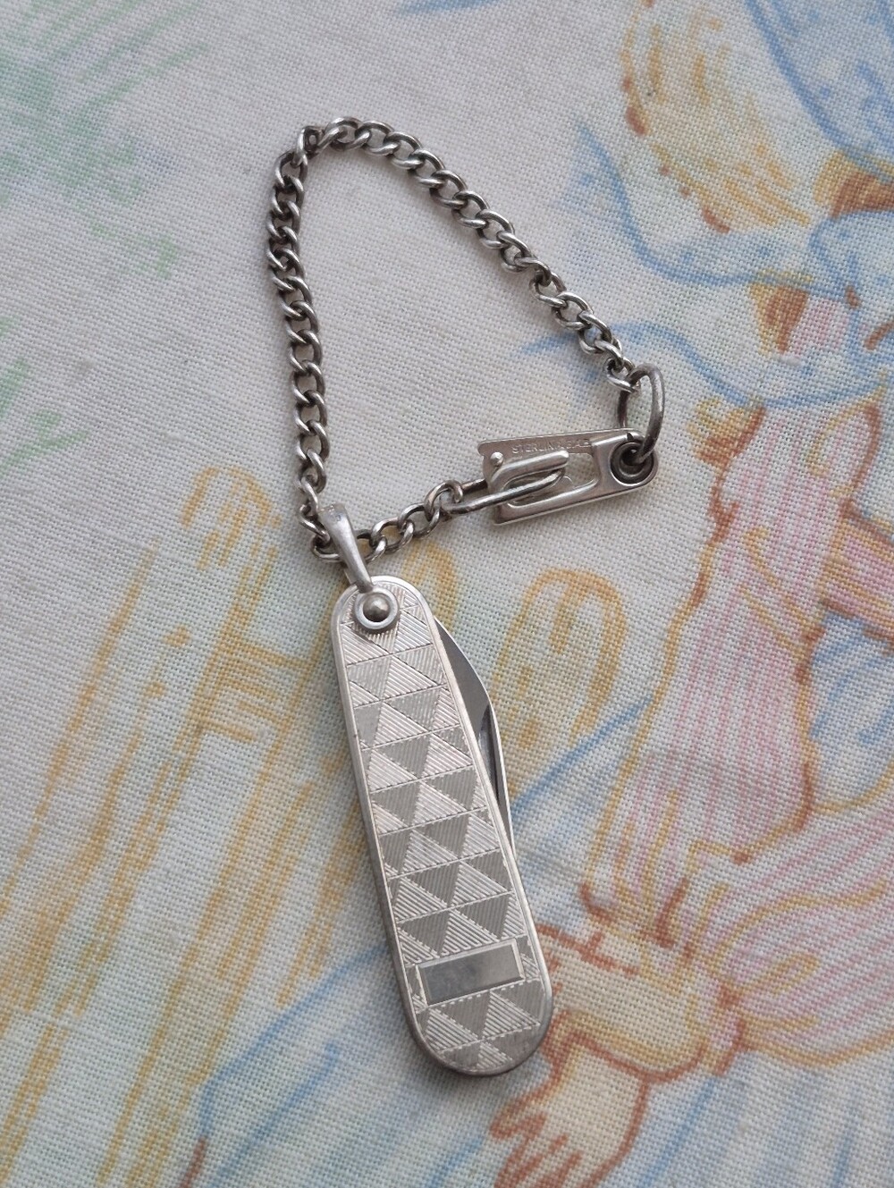 🌙Vintage B.A.Ballou Sterling Silver Engine-Turned Gentlemen’s Vest Chain Fob